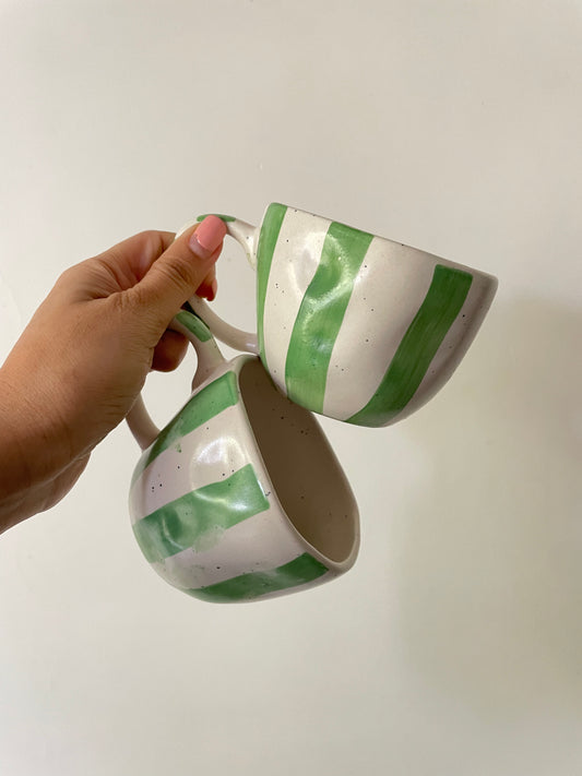 Whimsy Green Stripe Mug - Set of 2