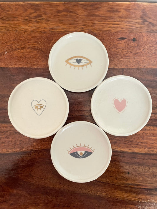 Evil Eye + Heart Coasters - Set of 4
