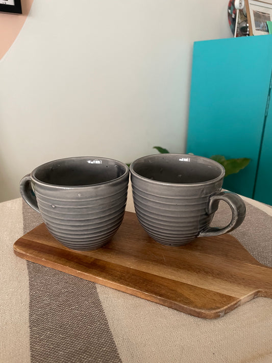 Ribbed Boba Mug Grey - Set of 2