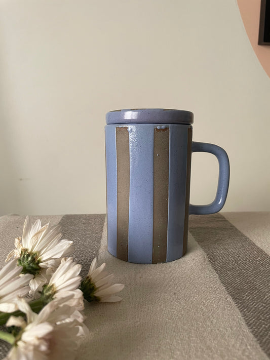 Stripe Tower Mug with Lid