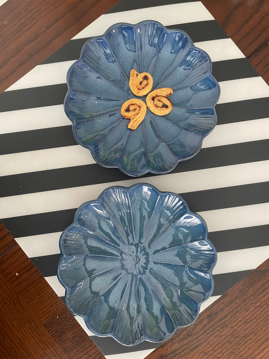 Mini Full Bloom Plate Blue - Set of 2