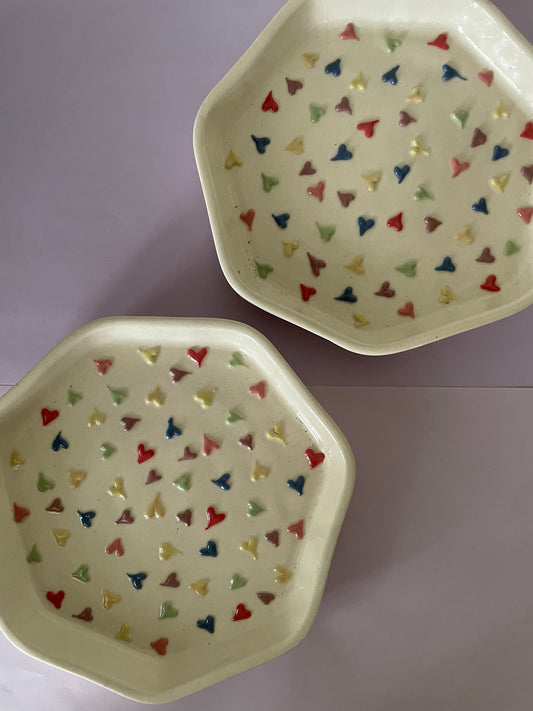 3D Rainbow Heart Plate - Set of 2