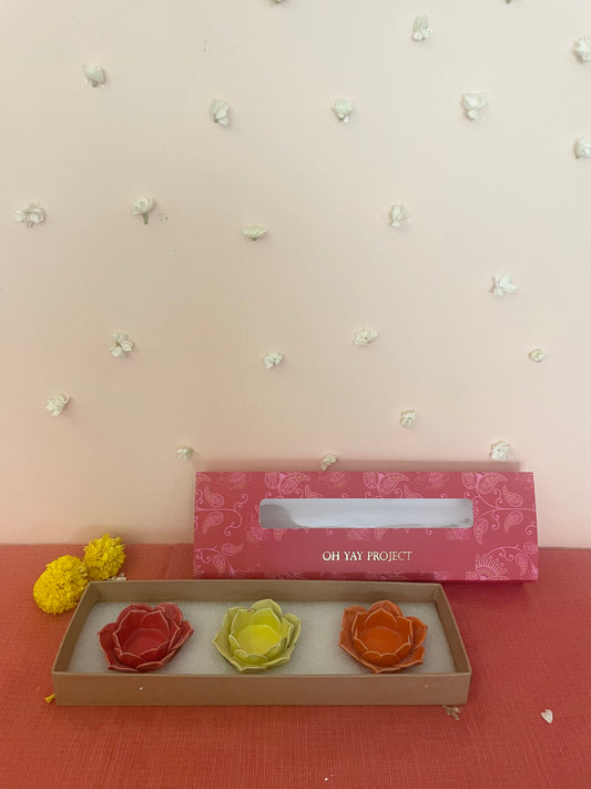 Gift box - Lotus Diya's - Set of 3