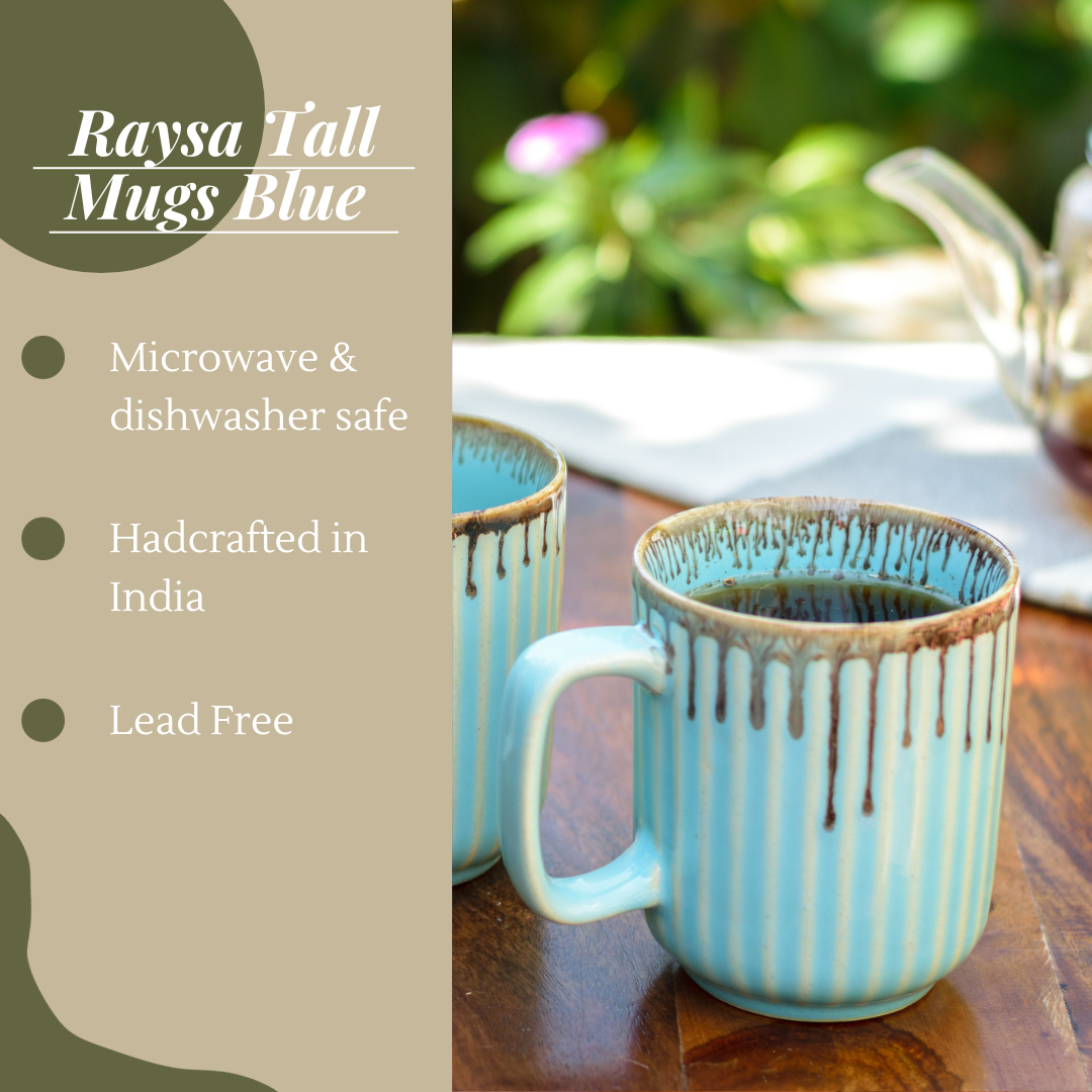 Raysa Tall Mugs Light Blue - set of 2