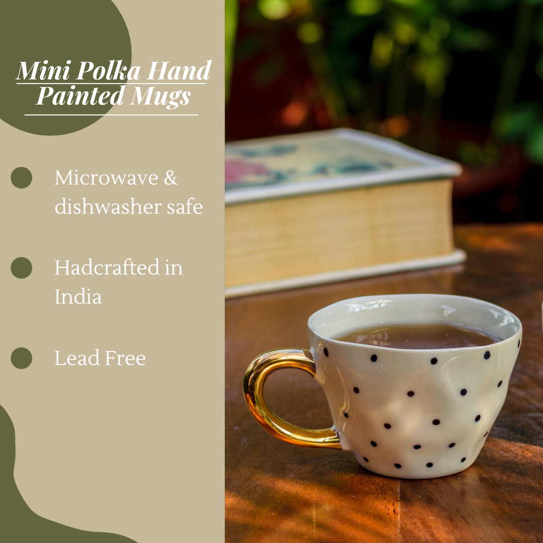 Mini Polka Hand Painted Mugs - Set of 2