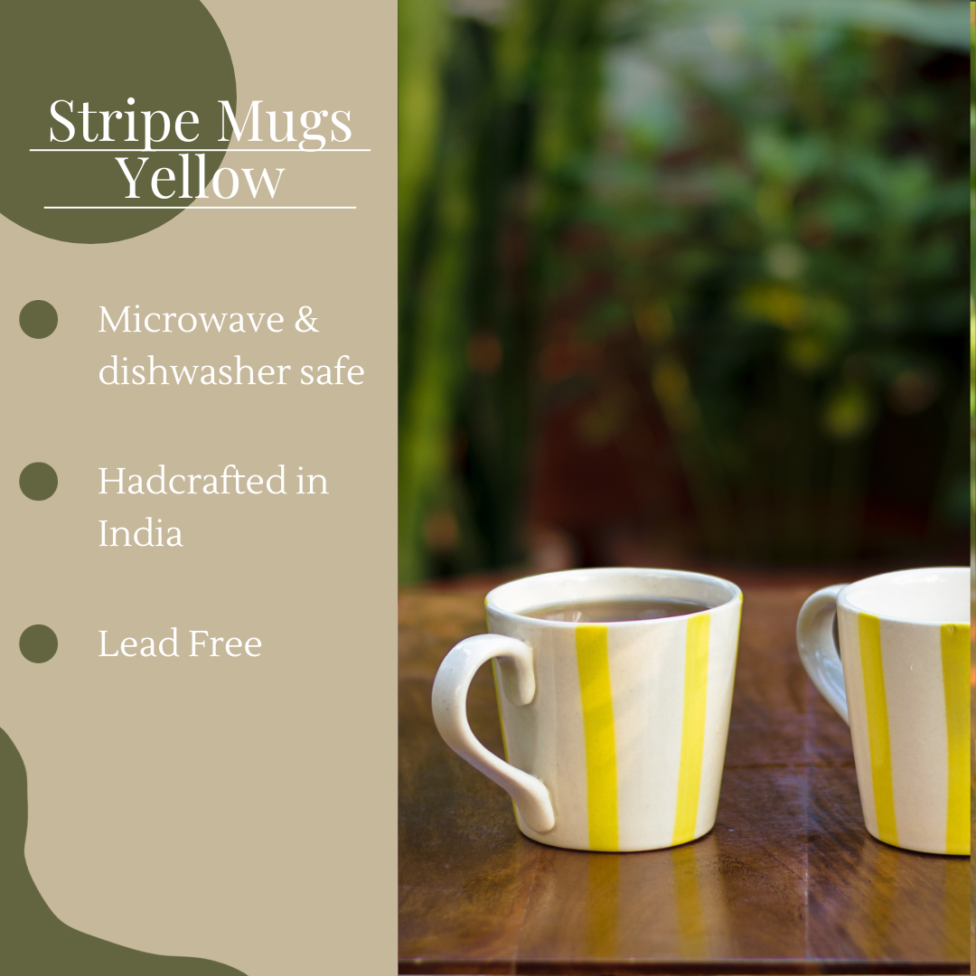 Stripe Mugs Yellow - Set of 2