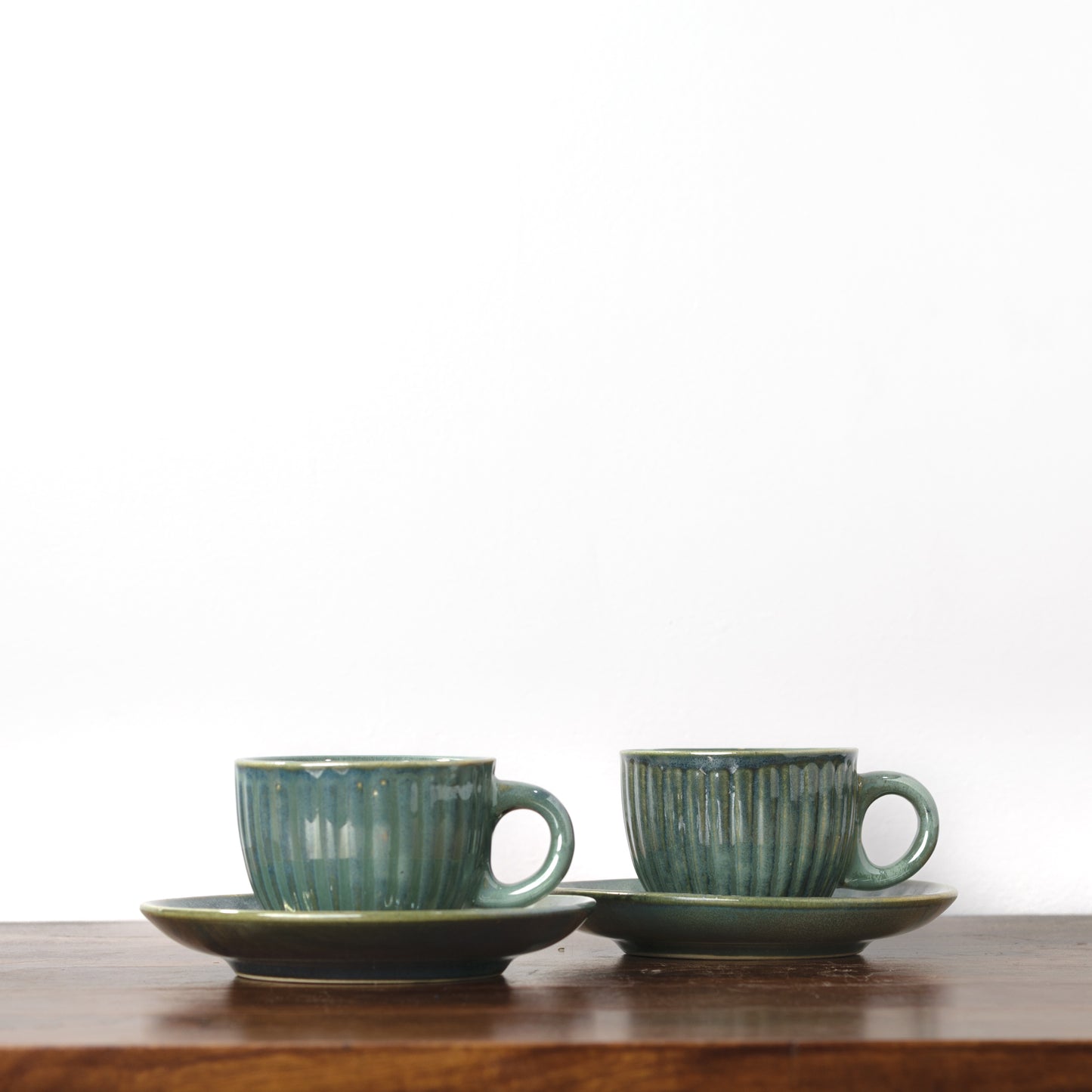 Mehroon Cup & Saucer - Green, set of 2