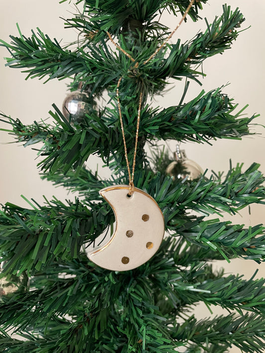 Moon Ornament + Ball Ornament + Stocking Ornament