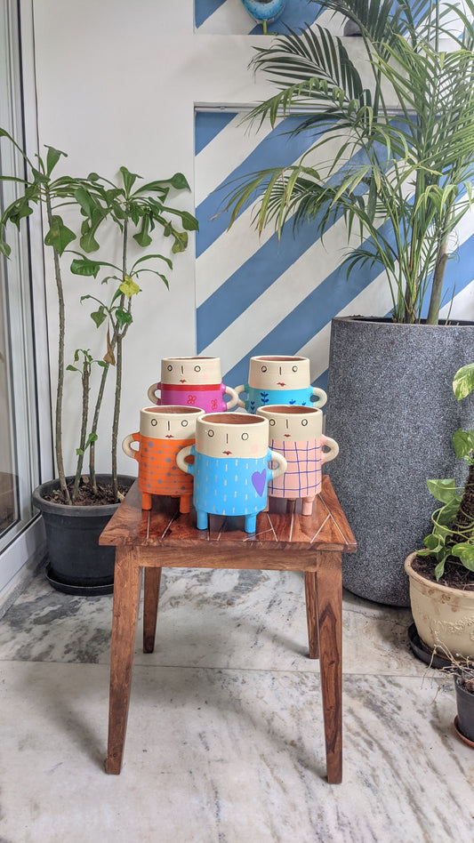 Terracotta Planters - Funky Five Pink