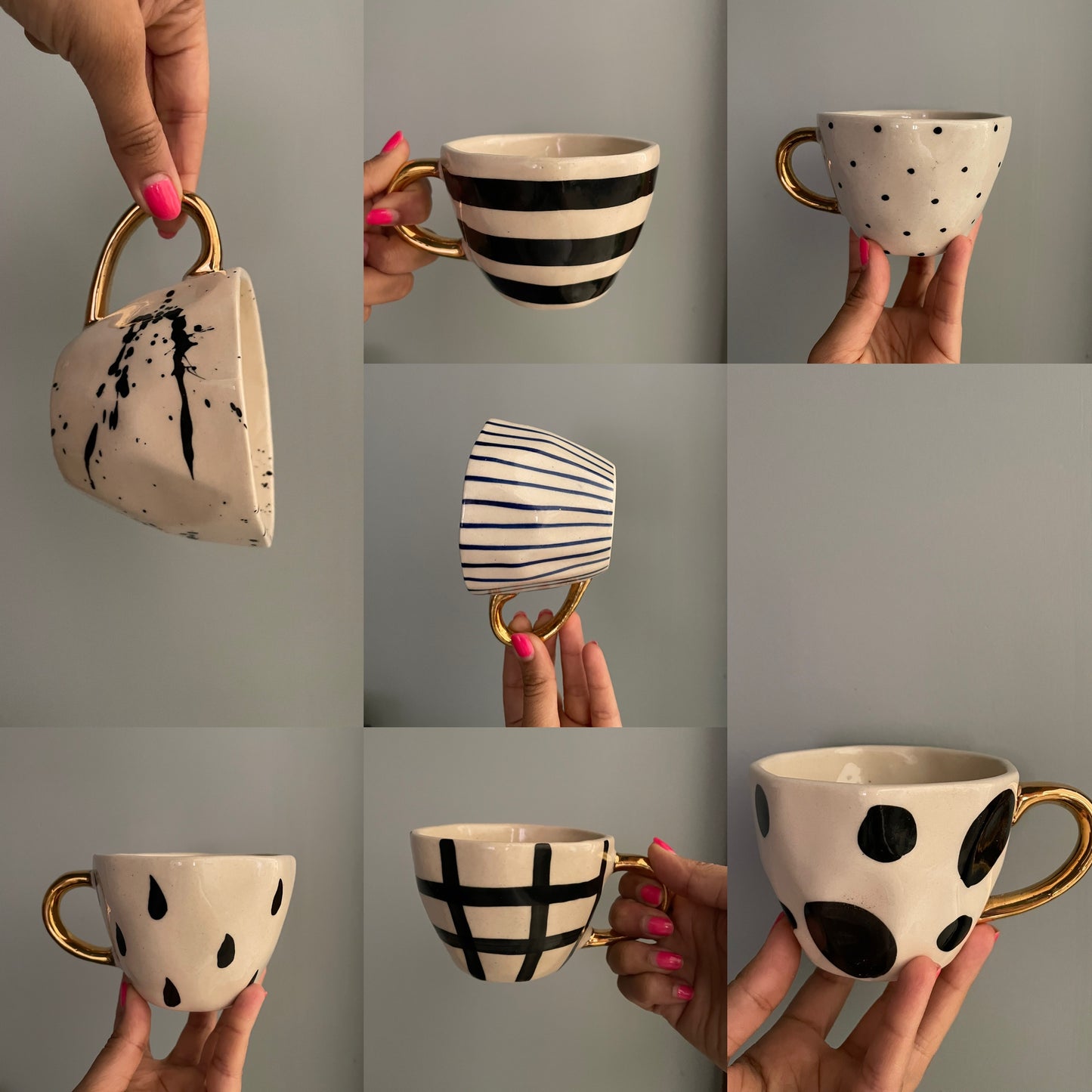 Abstract Polka Hand Painted Mugs - Set of 2
